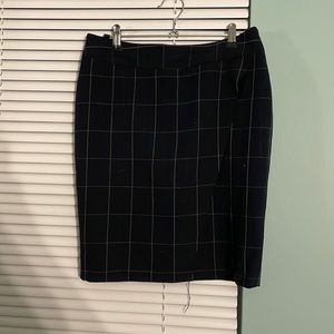 Blue checkered pencil skirt